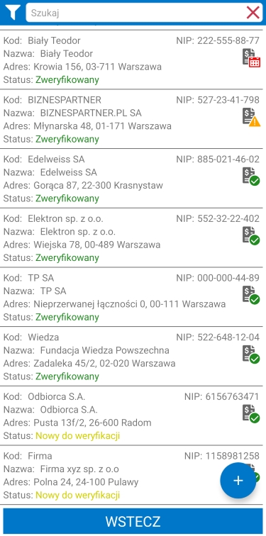 Lista kontrahentów